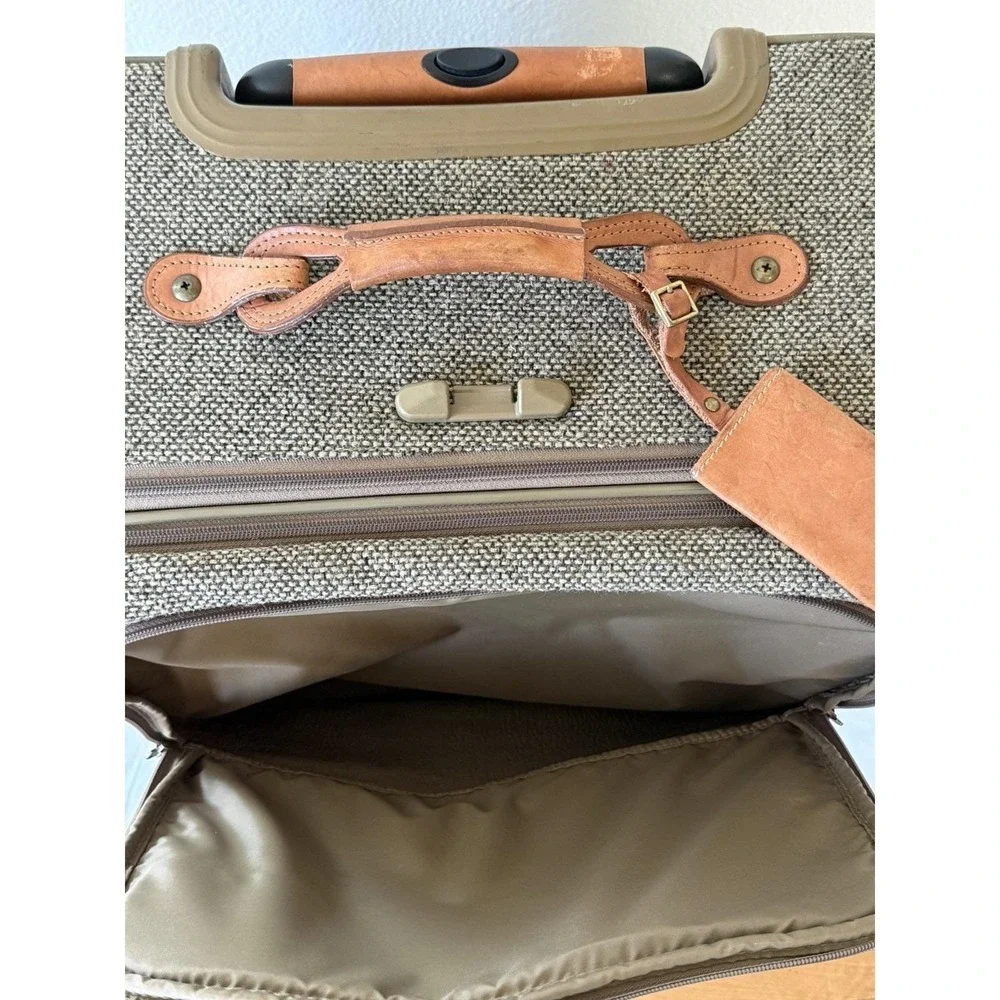 Vintage Hartmann Tweed Leather Rolling Suitcase 2 Wheeled Carry On Bag 22